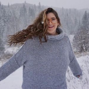 FREE PEOPLE // Ice Blue Oversize Knit Sweater